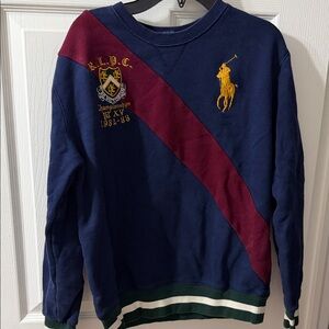Polo by Ralph Lauren Kid’s Blue and Burgundy Crewneck Sweater